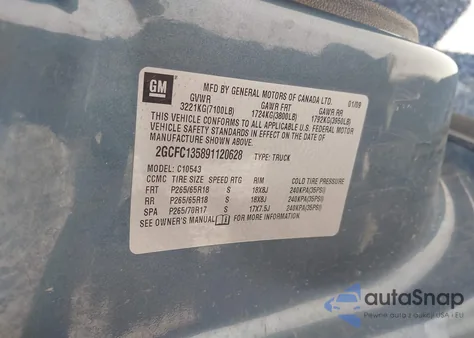 2009 Chevrolet Silverado 1500 Hybrid 1Hy из США, поврежденный, VIN 2GCFC135891120628